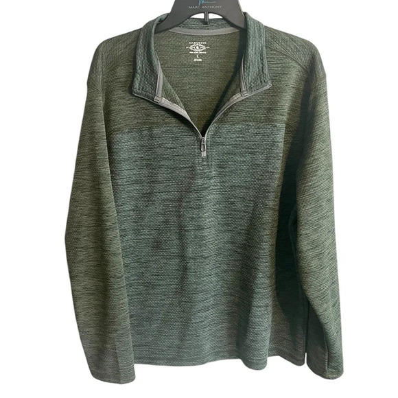 Men’s G.H. Bass & Co Athletic 1/4 Zip Pullover Jacket Lg Heathered Green 2 Tone - Picture 3 of 10